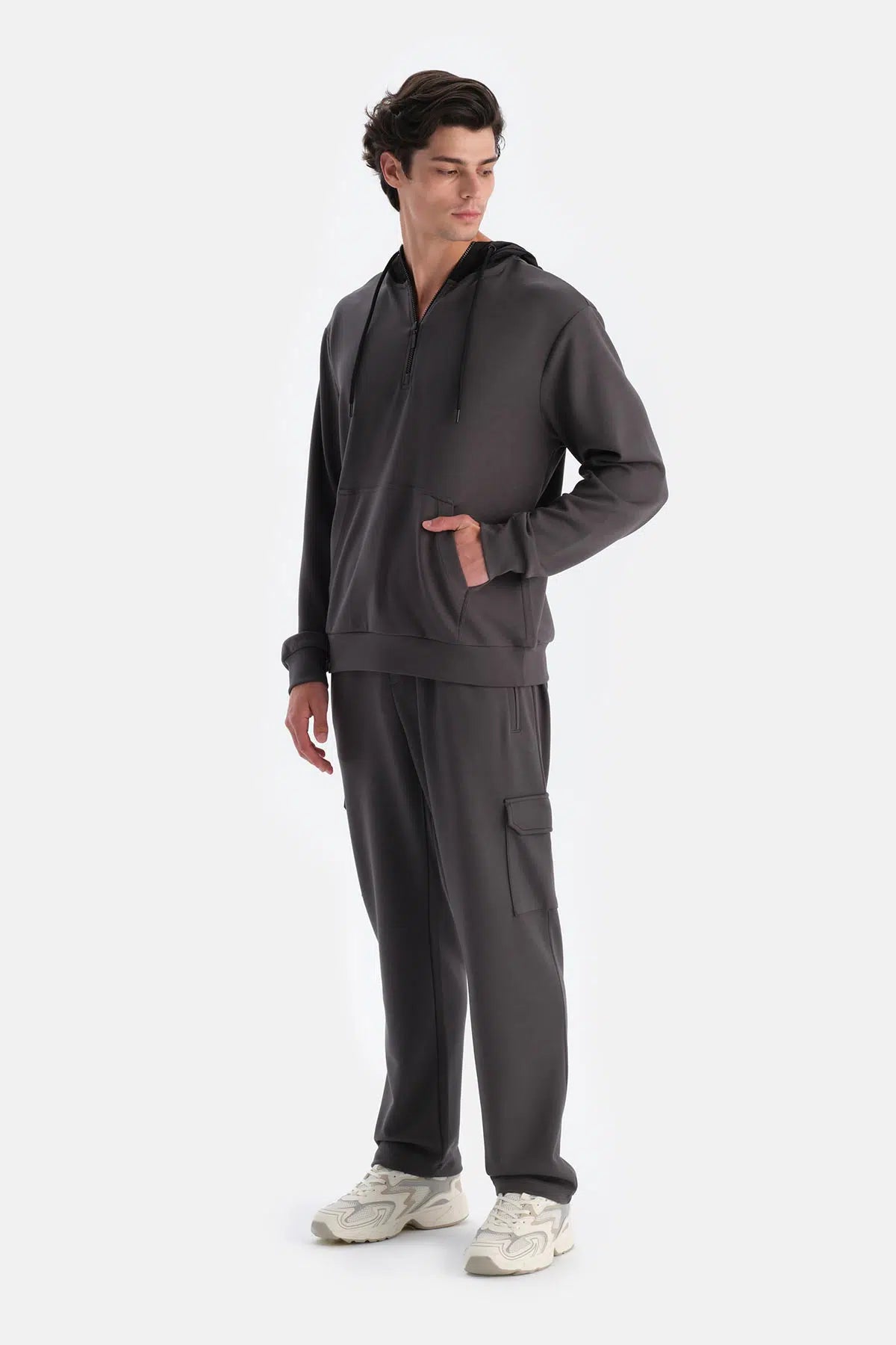 Antrasıt Erkek Kapişonlu Modal Sweatshırt
