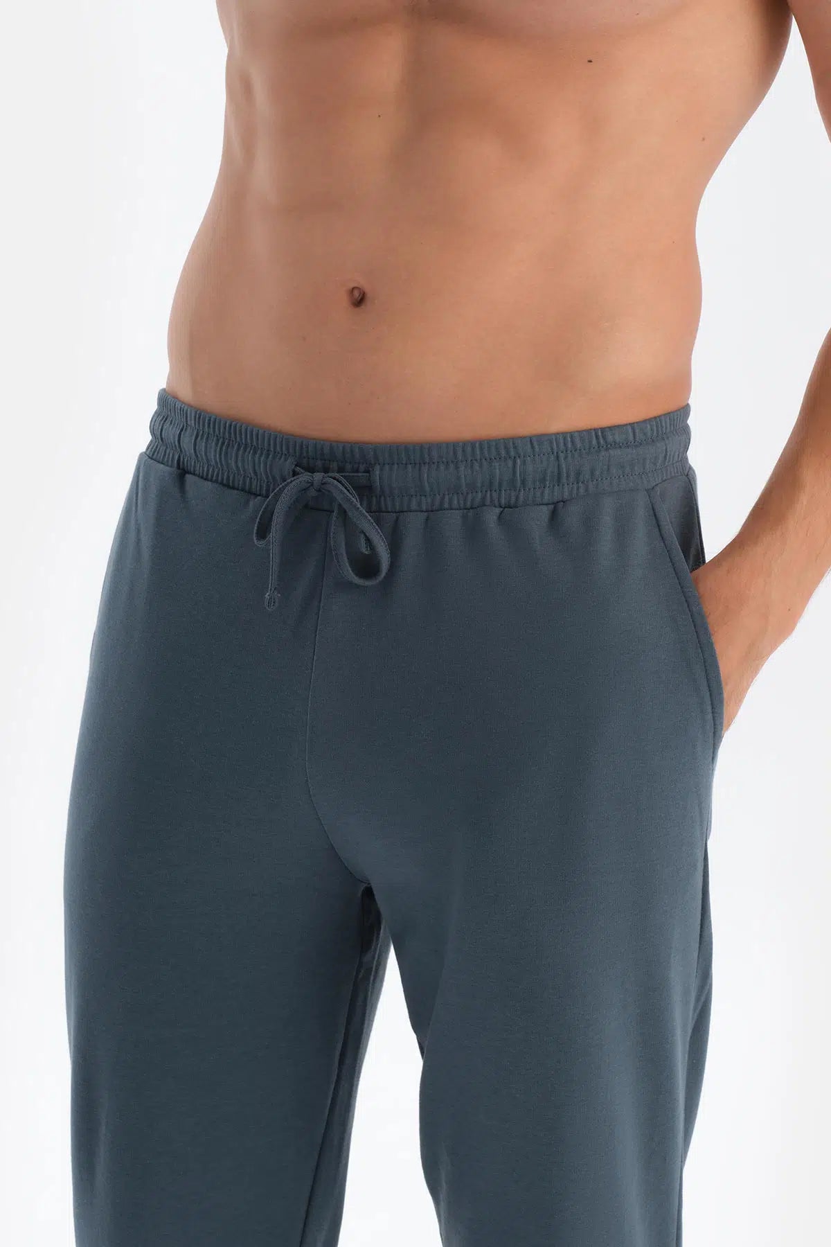 Gri Yarım Patlı Cep Detaylı Celliant Pijama Takımı