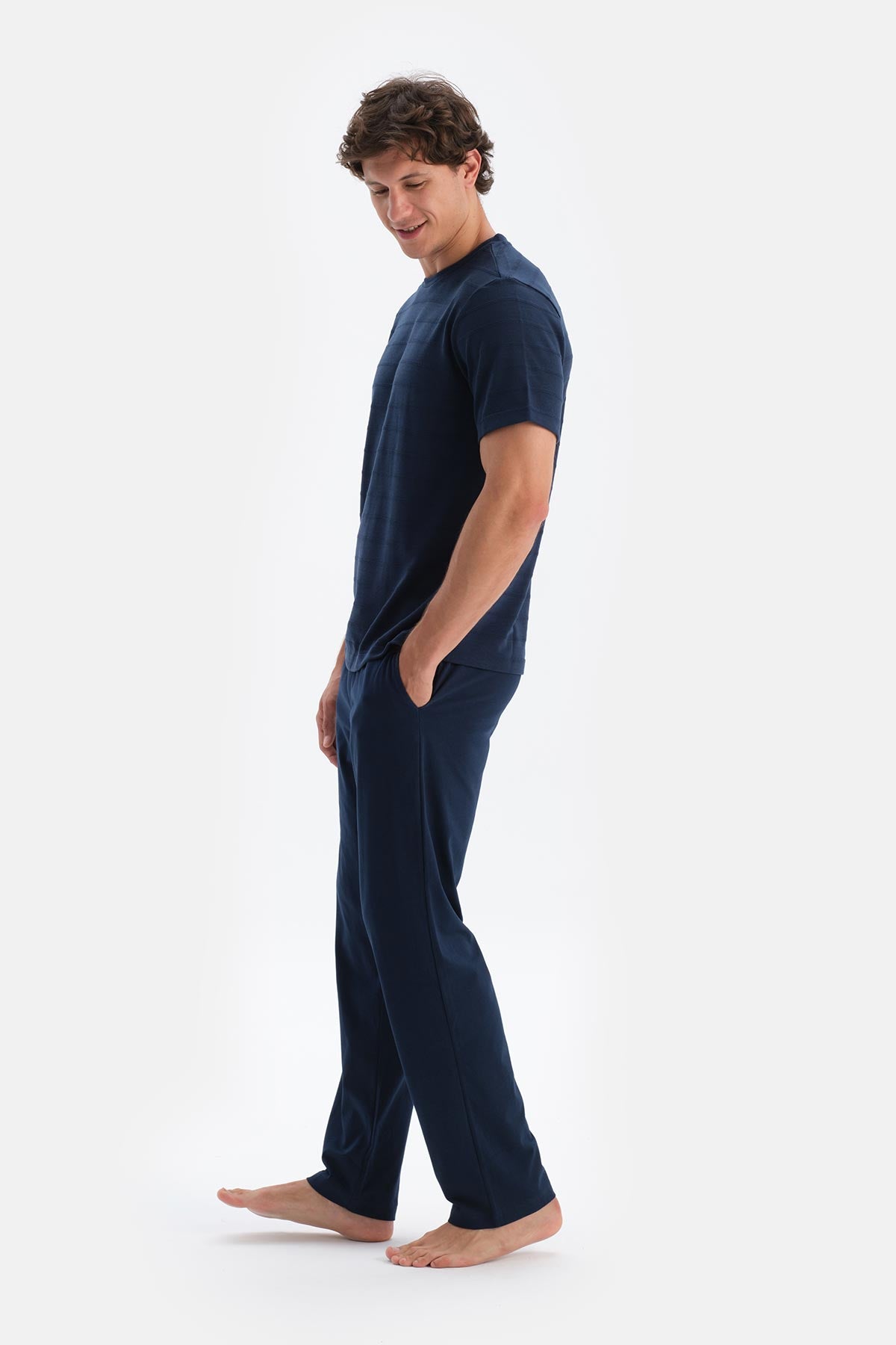 Lacivert Erkek O Yaka Pijama Takımı