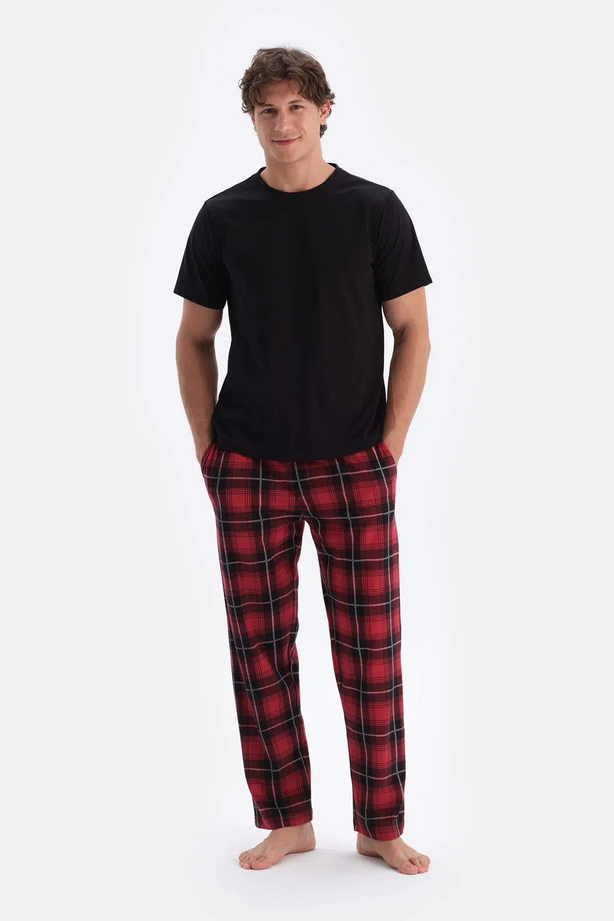 Siyah Erkek O Yaka Pijama Takımı