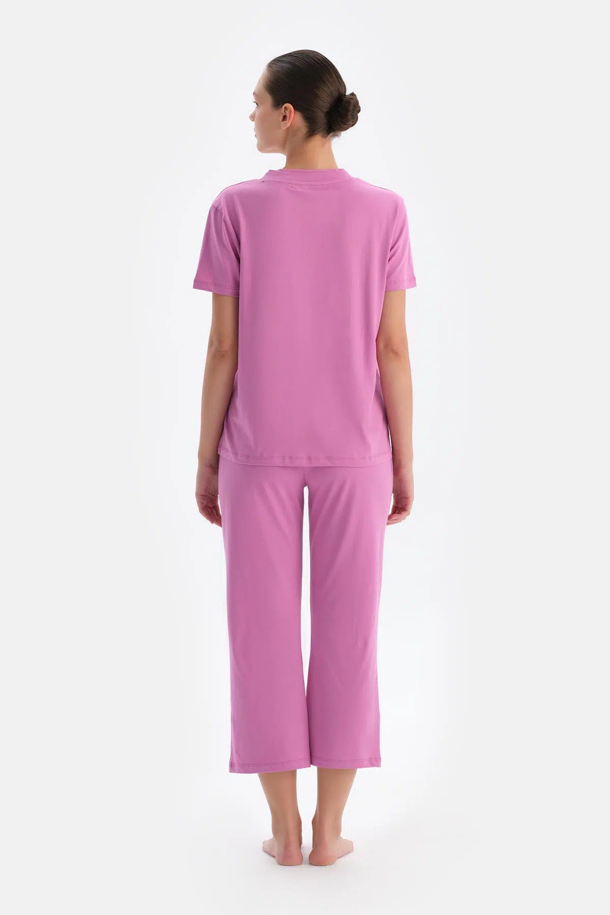 Fuşya Kadın V Yaka Pijama Takımı