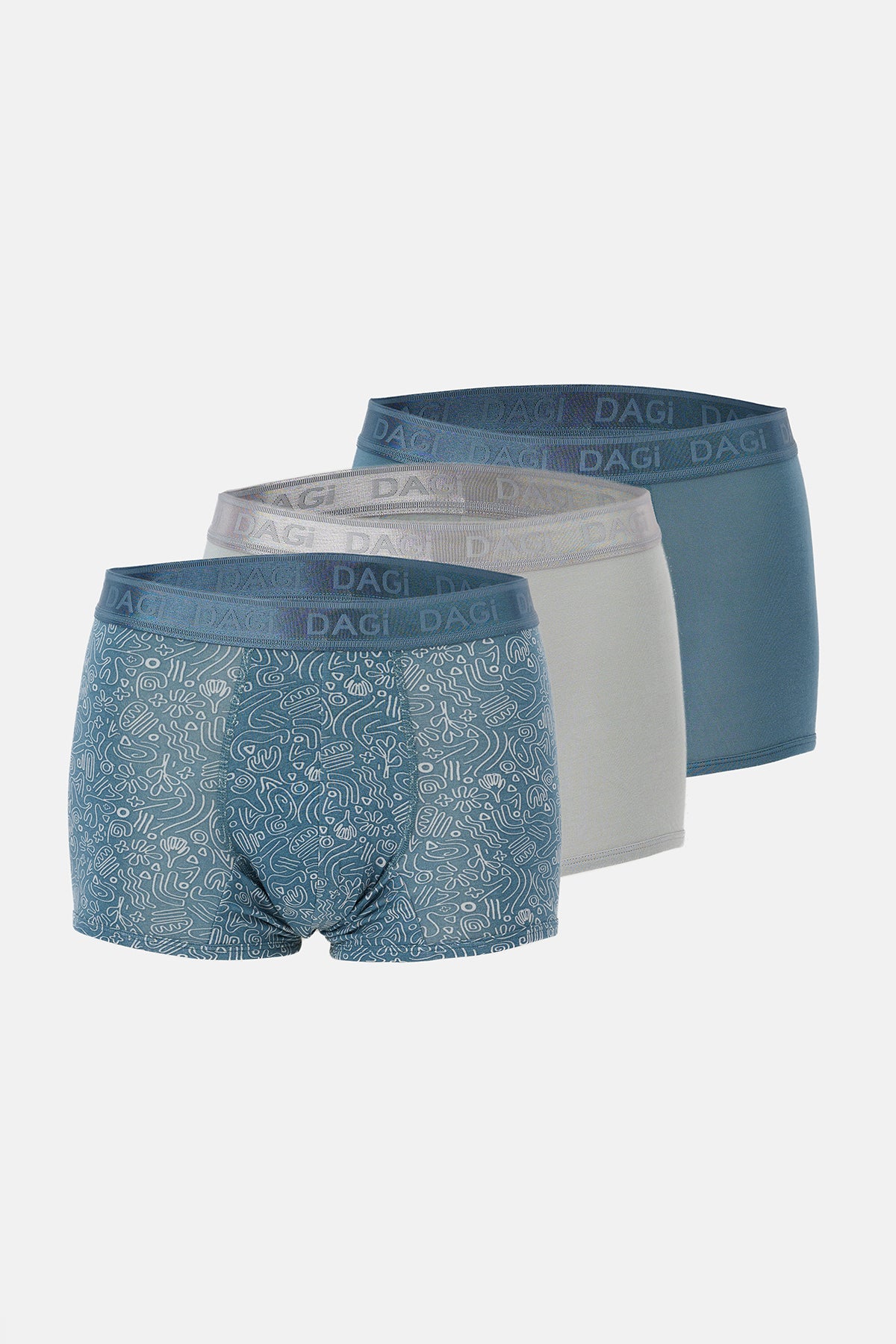 Açık Gri-Gri 4210 3'lü Desenli Micro Modal Boxer