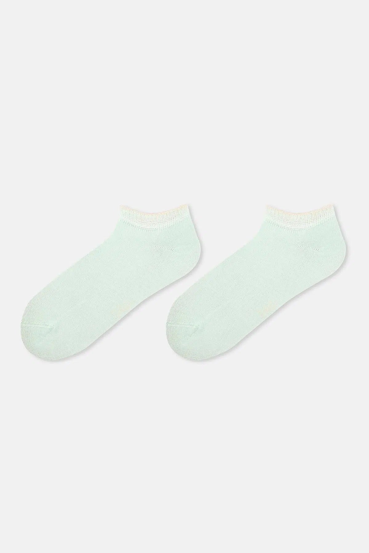 Ekru-Mint Kadın 2'li Bambu Patik Çorap