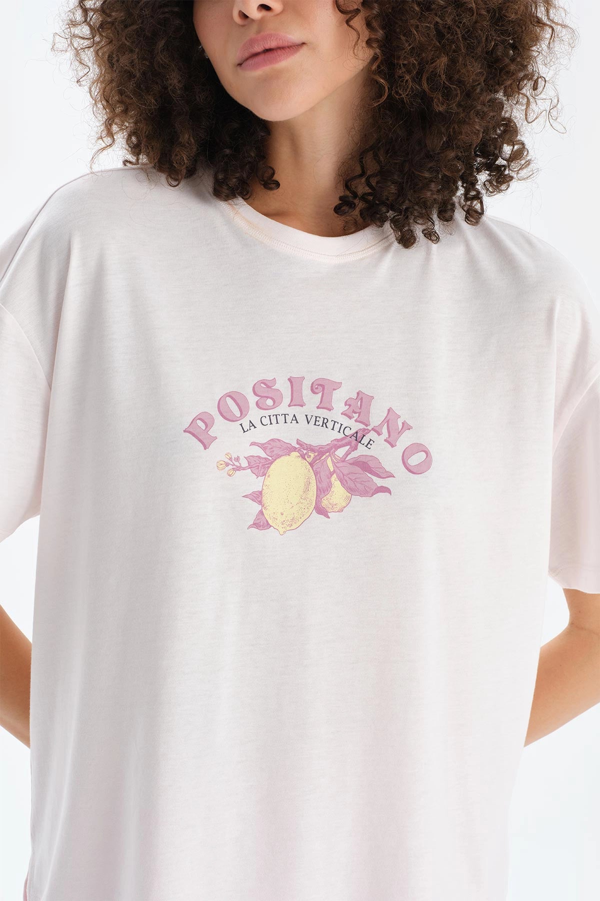 Açık Pembe Baskı Detaylı Kısa Kollu Tişört Şort Pijama Takımı
