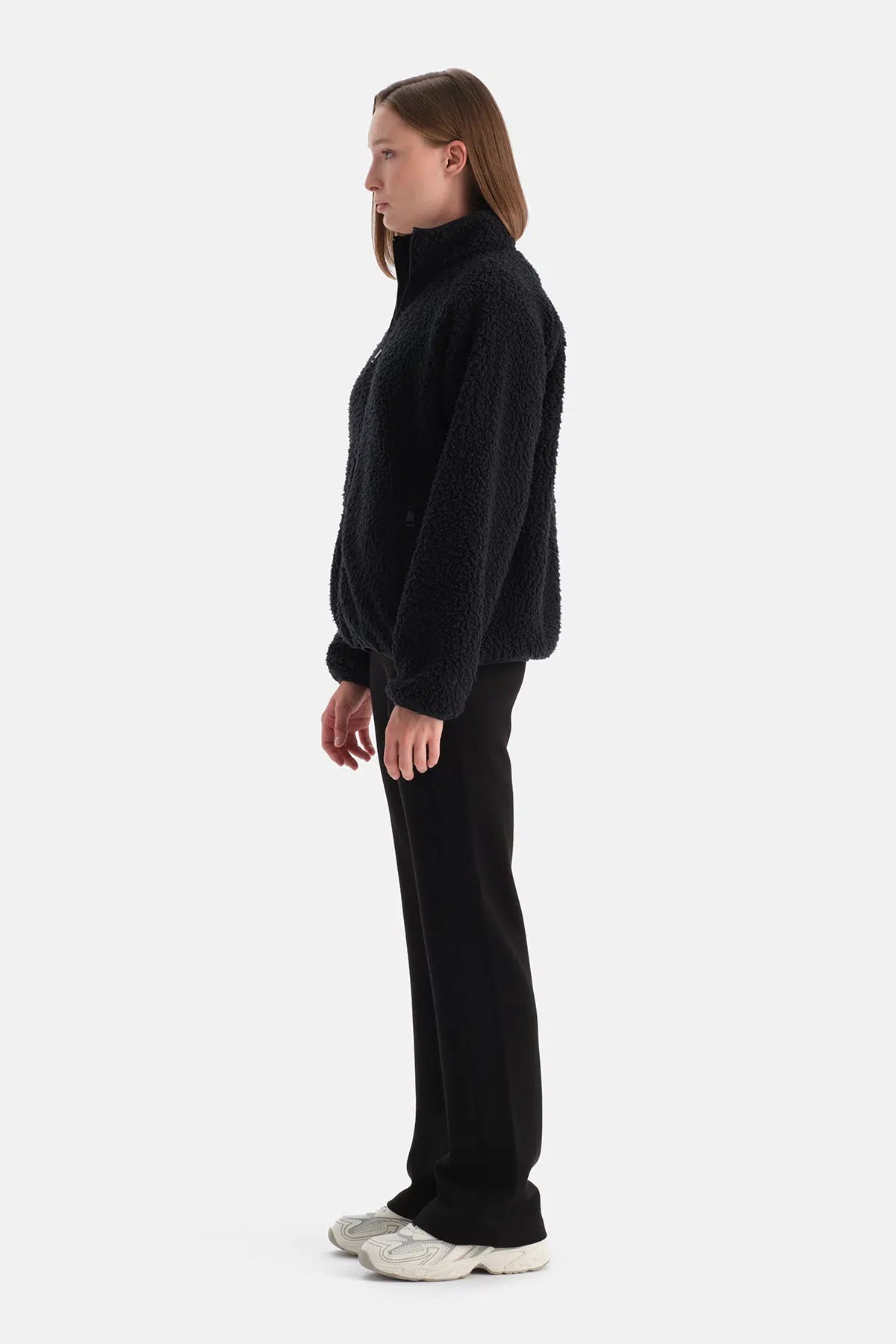 Siyah Kadın Polar Sweatshırt
