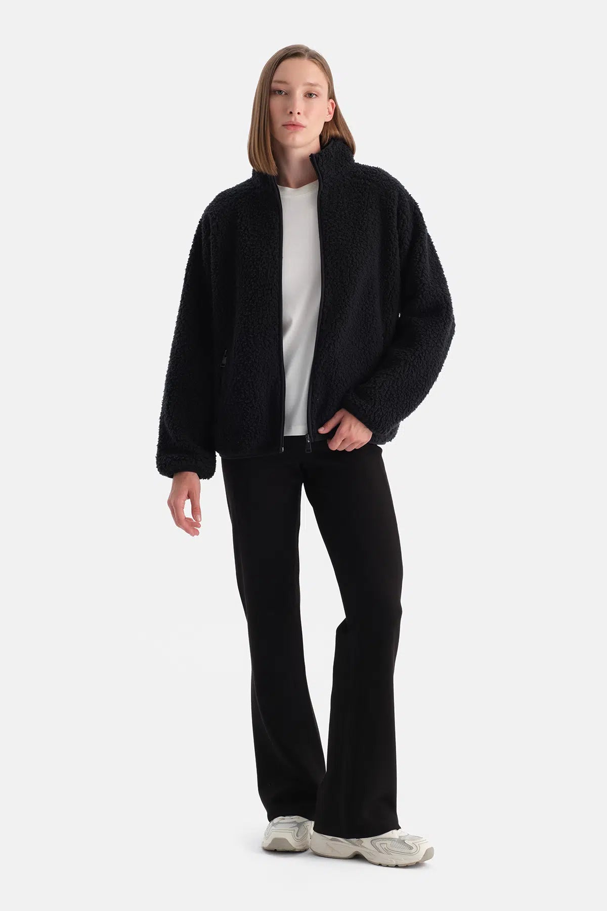 Siyah Kadın Polar Sweatshırt