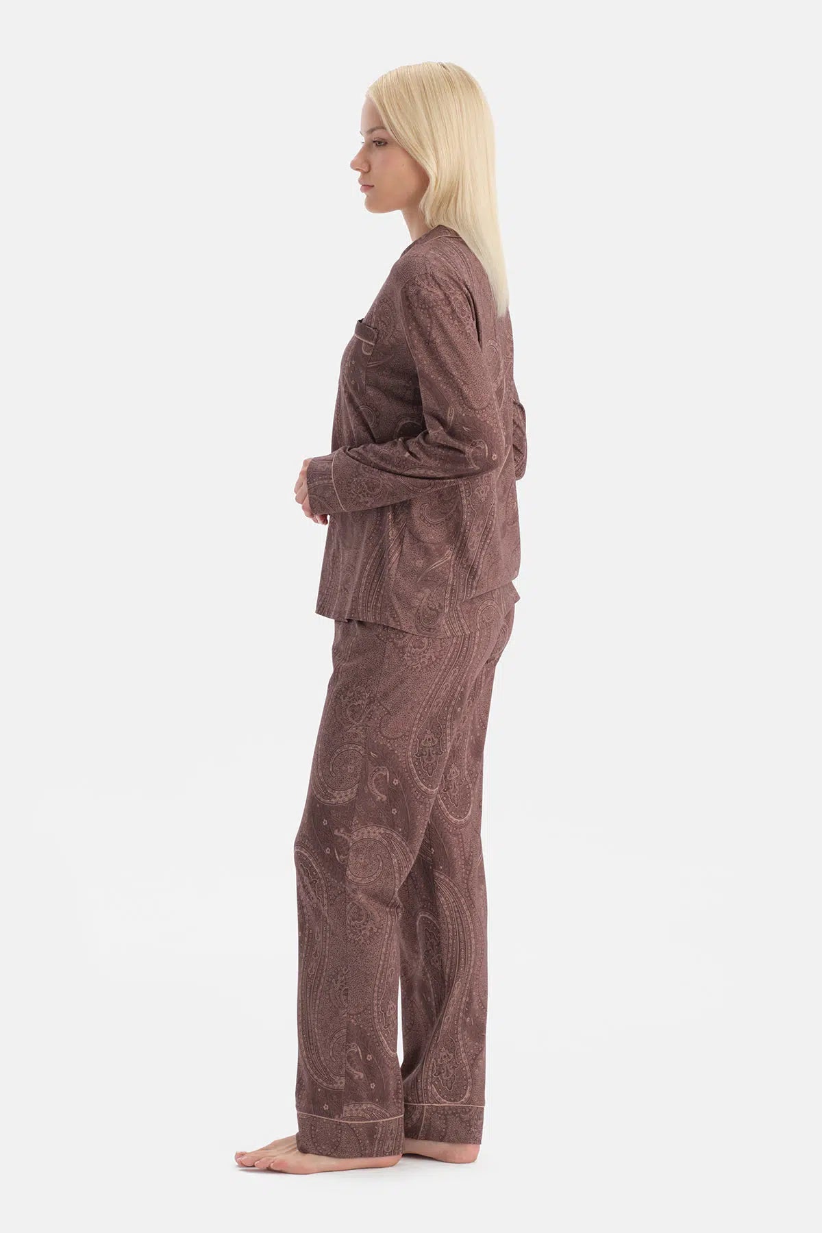 ŞAL DESENLİ GÖMLEK PANTOLON TAKIM