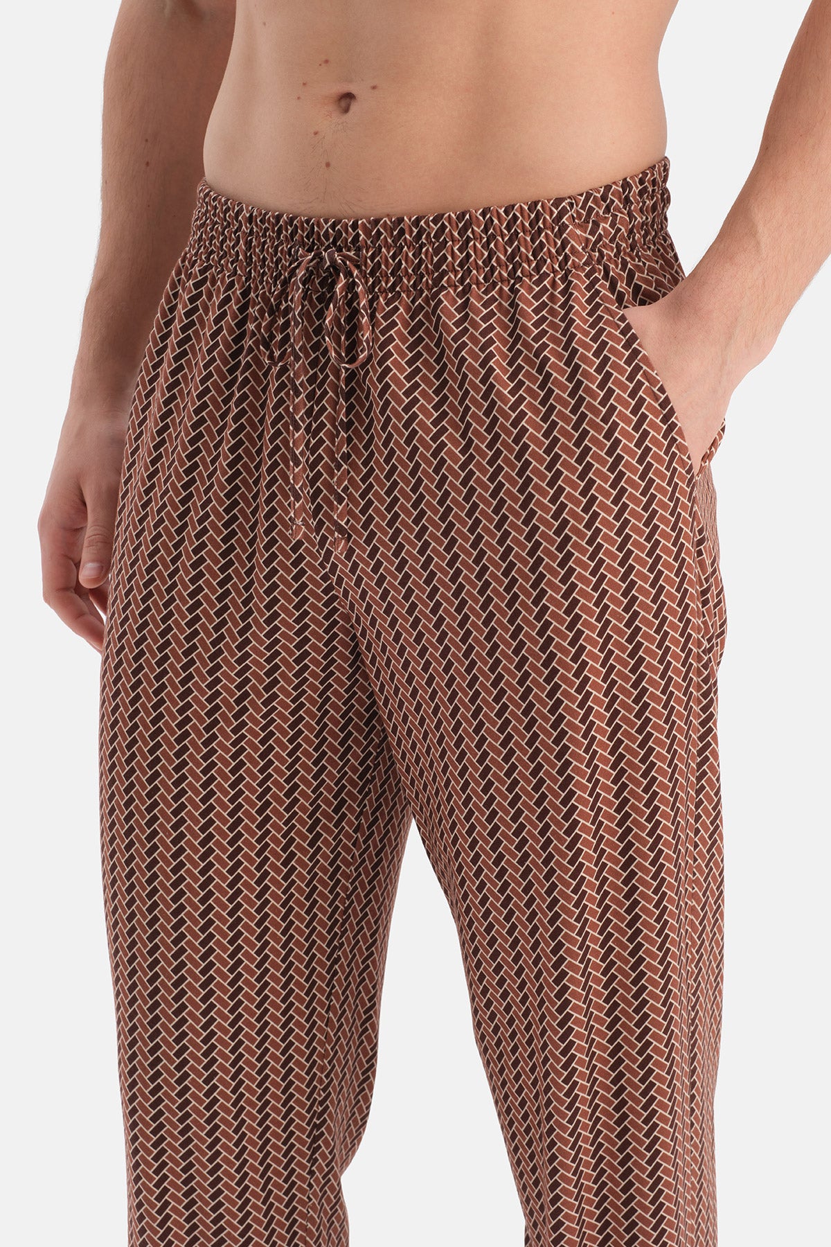 Multicolor Geometrik Desenli Pamuk Modal Gömlek Pantolon Takım