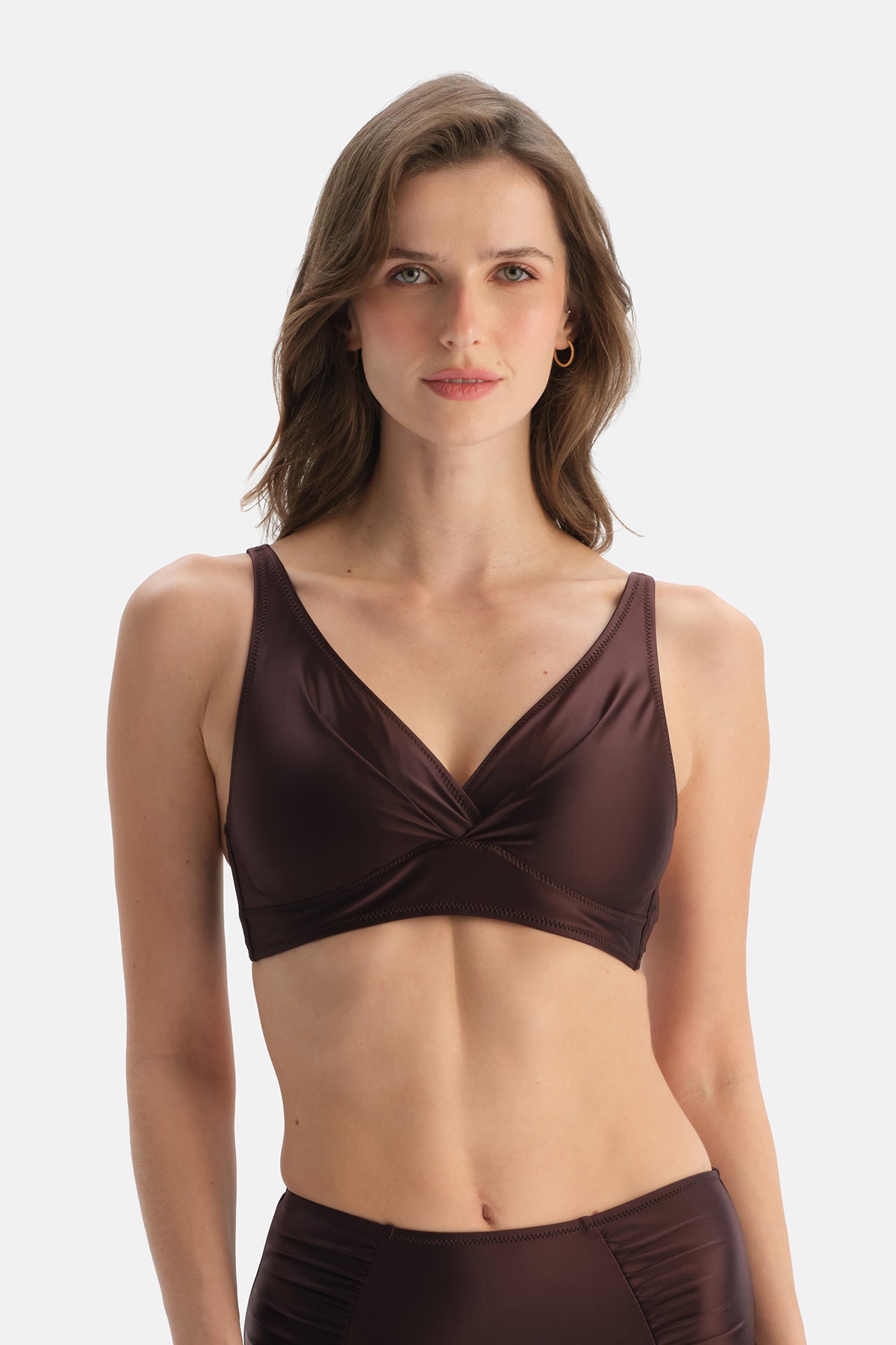 Kahverengi Toparlayıcı Bikini Üst
