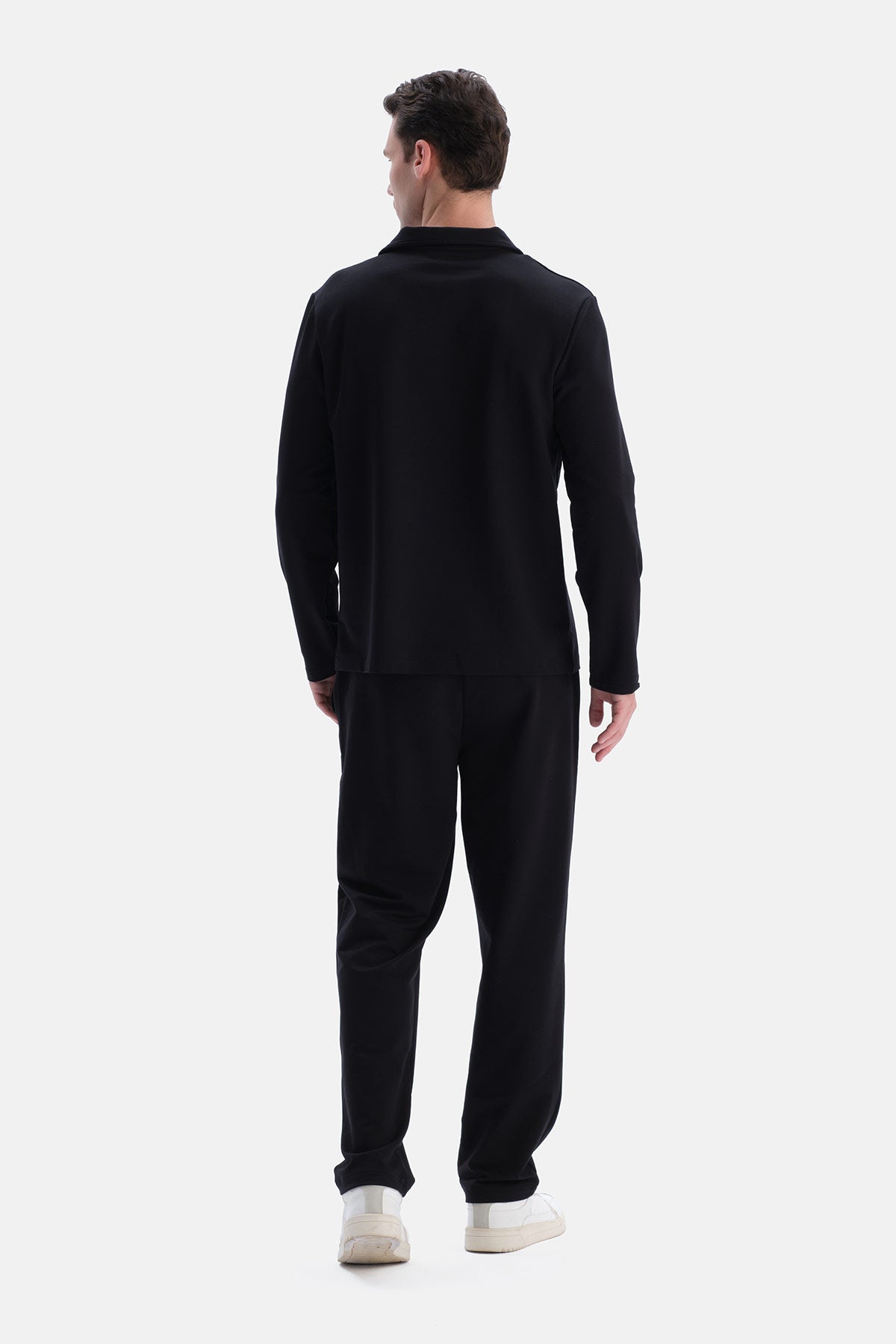 Siyah Polo Yaka Sweatshirt