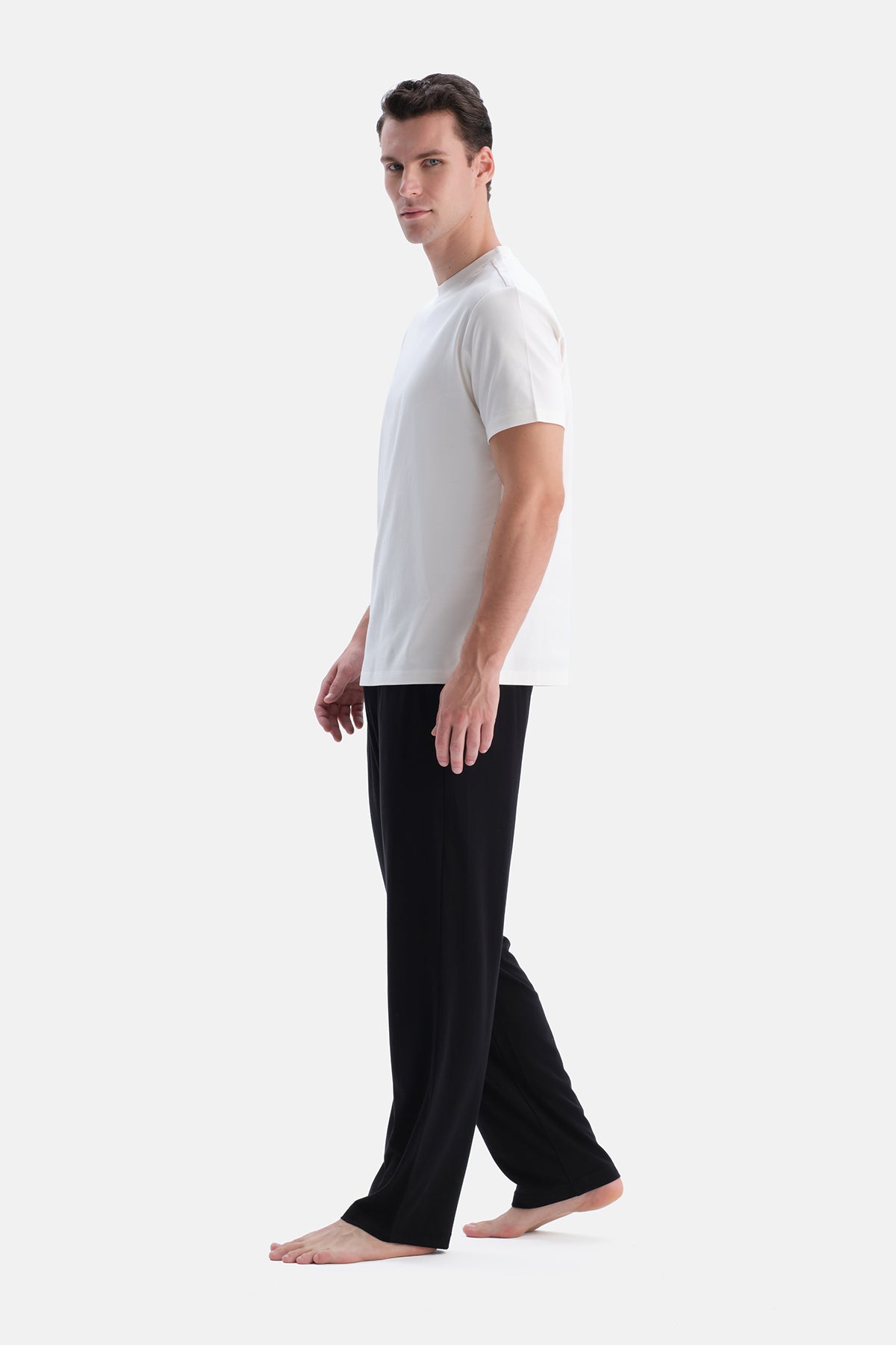 Siyah Pamuk Modal 2'Li Örme Pantolon Set