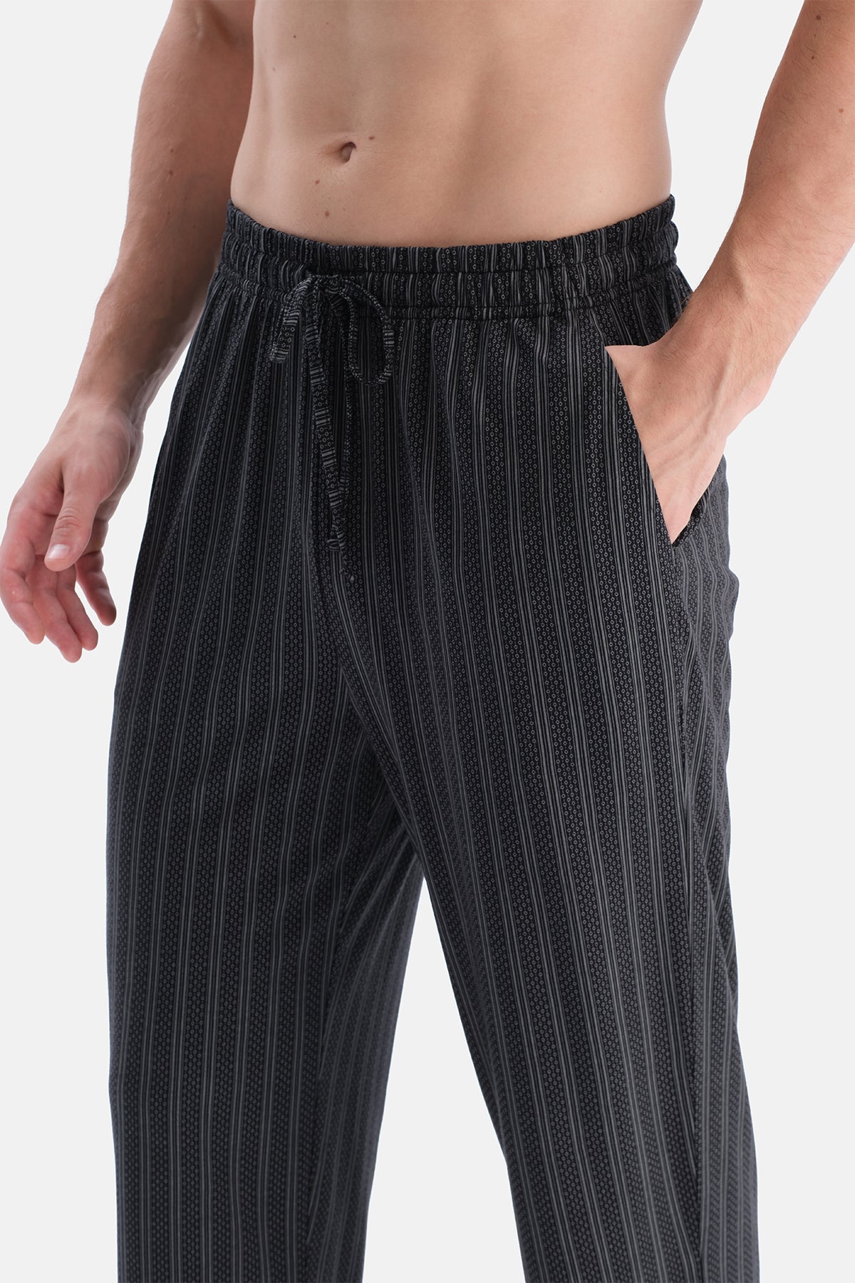 Siyah Pamuk Modal 2'Li Örme Pantolon Set