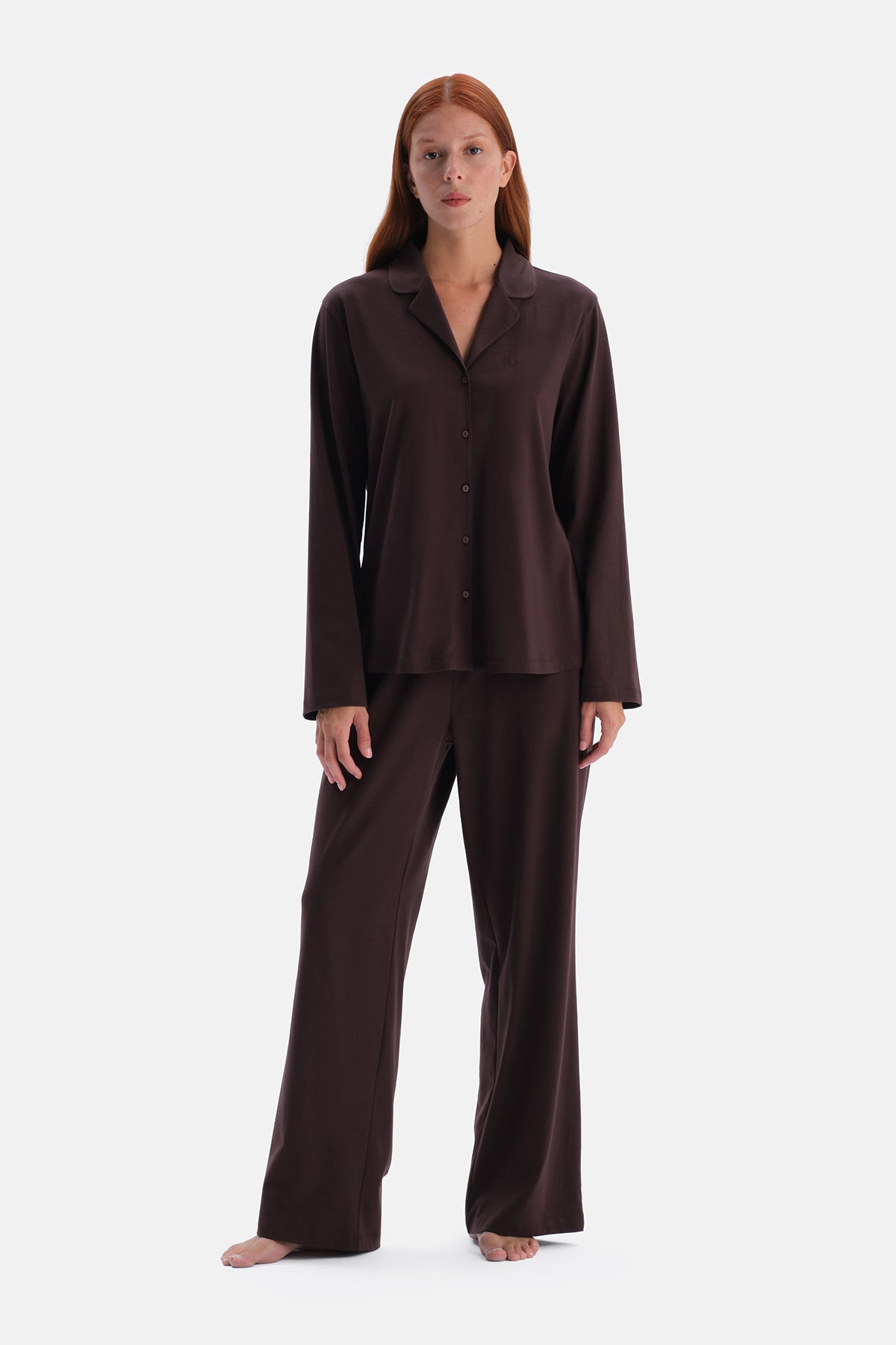 Kahverengi Gömlek Pantolon Takım
