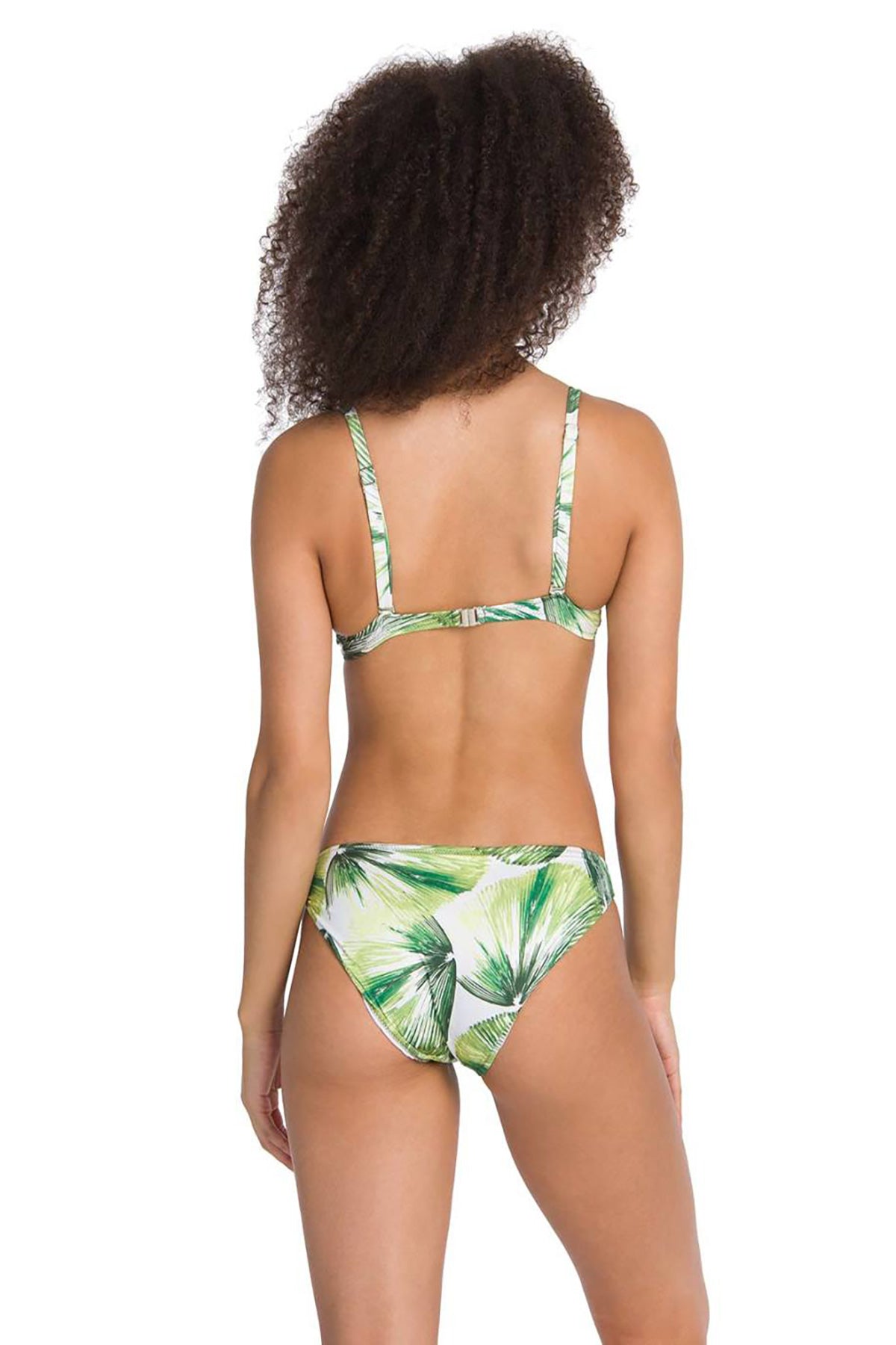 Yeşil Ince Yaprak Desenli Double Push-Up Bikini Takımı