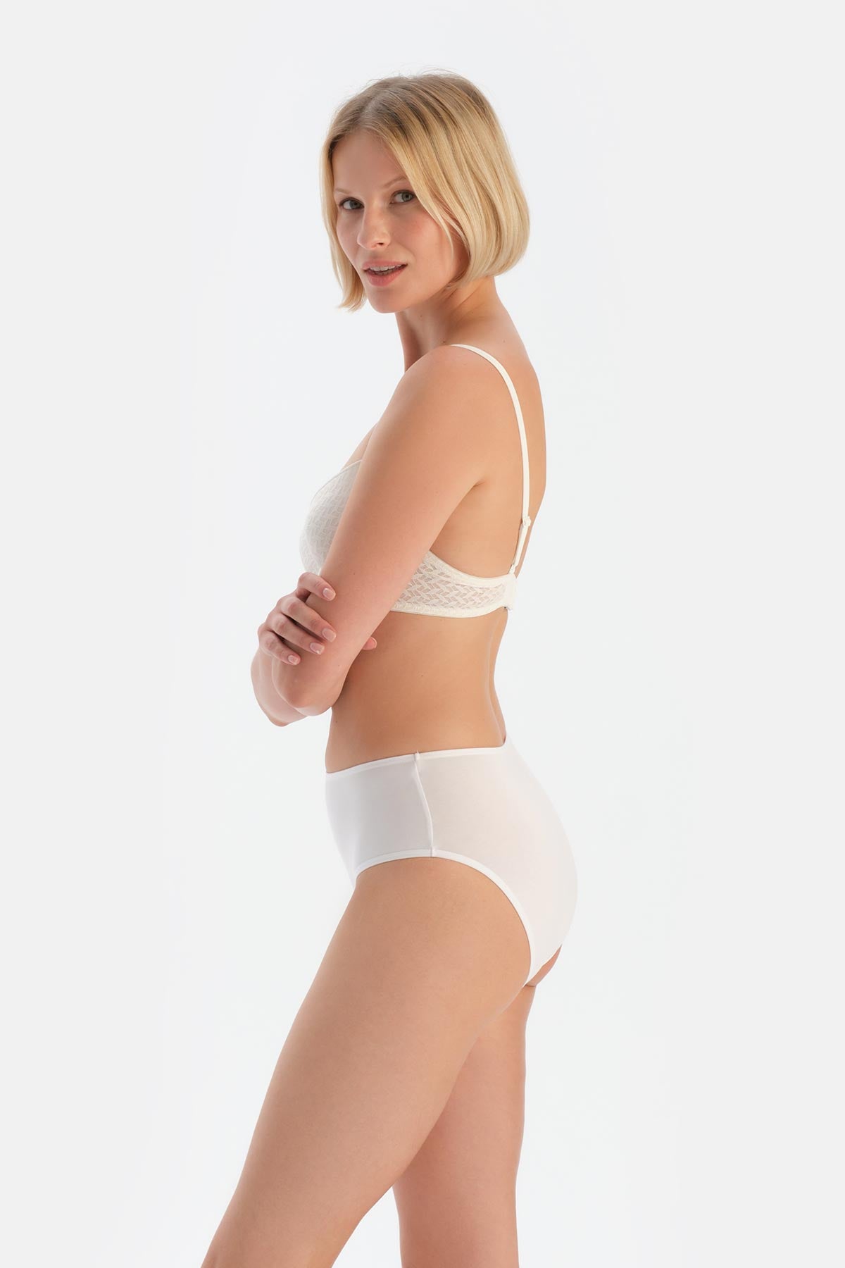 Beyaz Yüksek Bel 3'lü Slip Külot