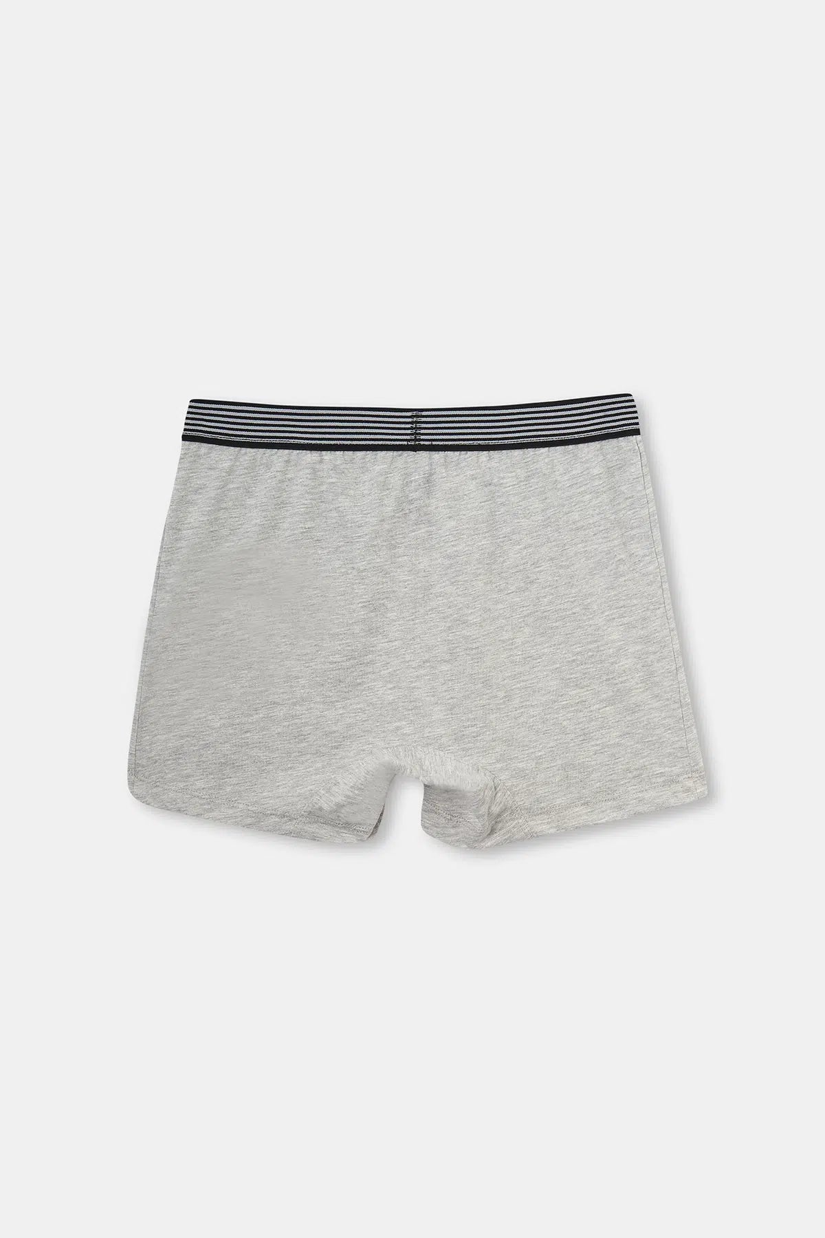 Gri Melanj Baskılı Pamuklu Boxer