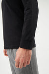 Siyah Düğme Yakalı Pamuk Sweatshirt