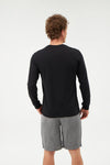 Siyah Düğme Yakalı Pamuk Sweatshirt