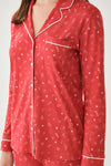 Mercan Gömlek Yaka Pamuk Pijama Takımı