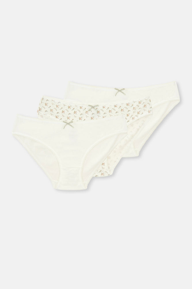 Beyaz Desenli Desenli Slip
