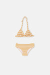 Sarı Çizgili Üçgen Küçük Bikini Takımı