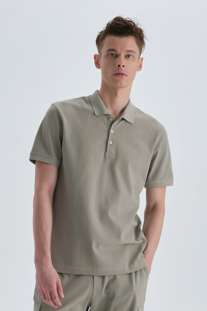 Haki Pamuklu Polo Yaka T-Shirt