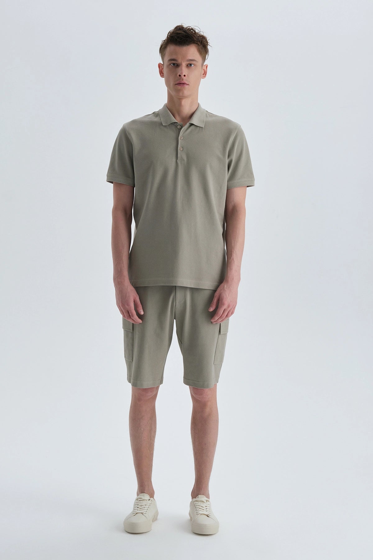 Haki Pamuklu Polo Yaka T-Shirt