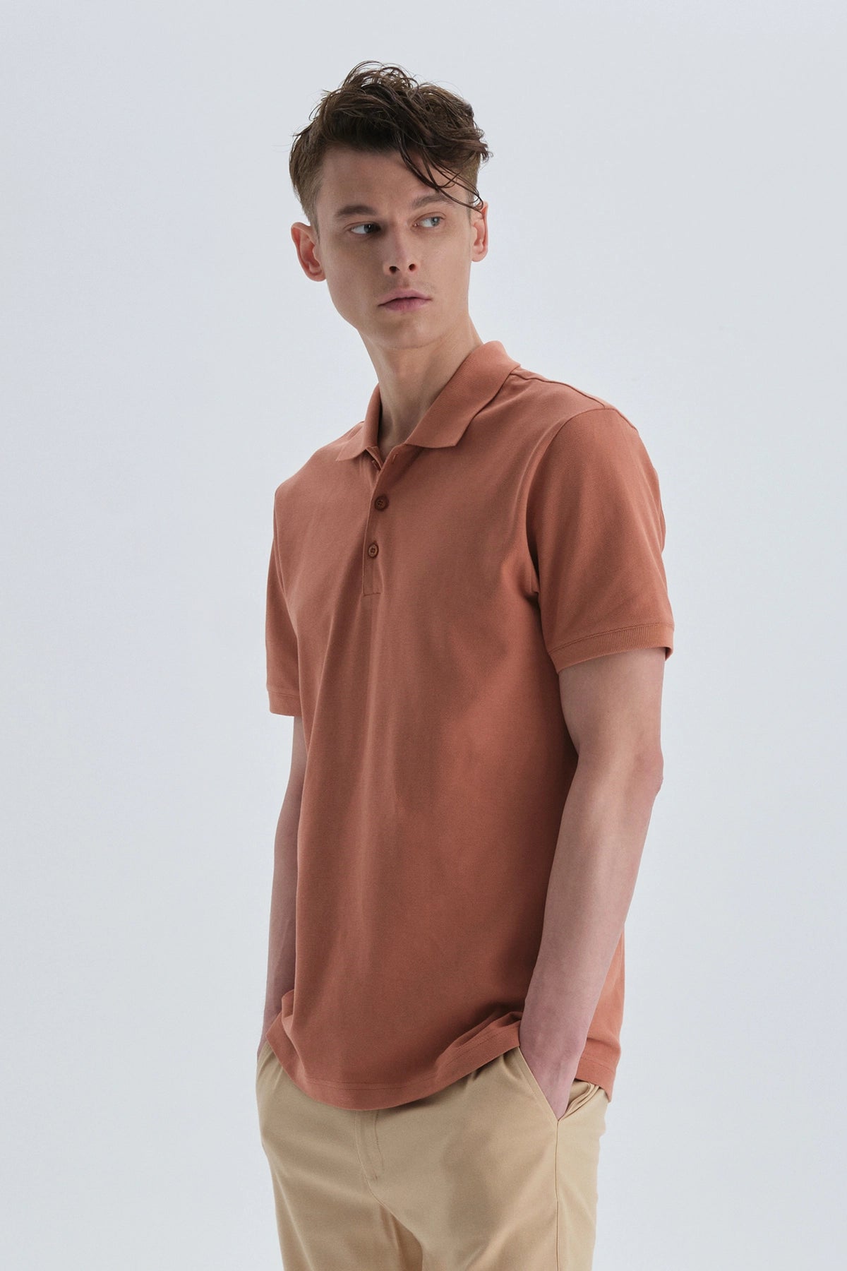Kiremit Pamuklu Polo Yaka T-Shirt