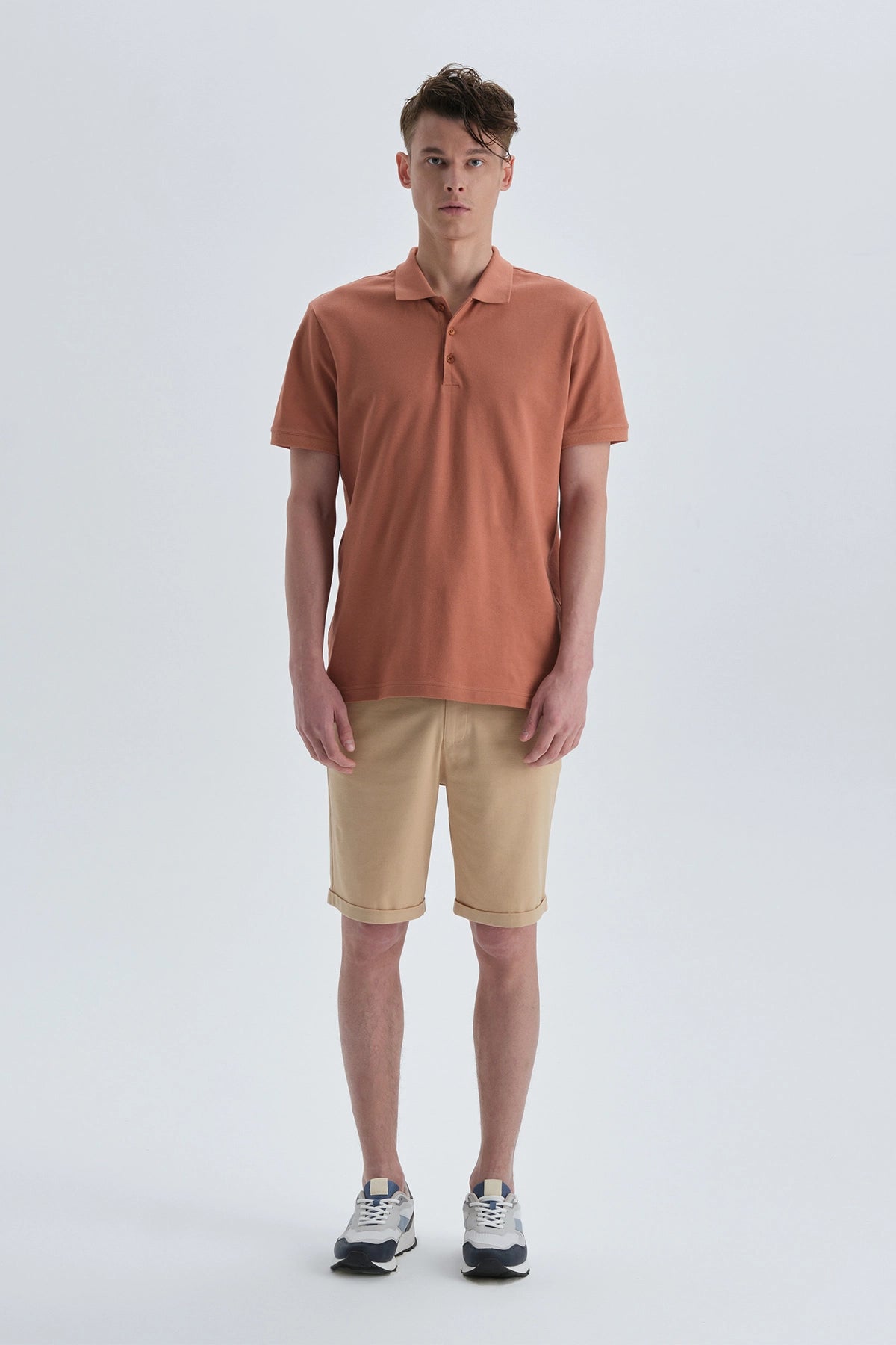 Kiremit Pamuklu Polo Yaka T-Shirt