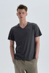 Antrasit Pamuk V Yaka T-Shirt
