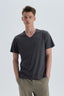 Antrasit Pamuk V Yaka T-Shirt