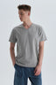 Gri Pamuk V Yaka T-Shirt