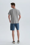 Gri Pamuk V Yaka T-Shirt