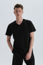Siyah Pamuk V Yaka T-Shirt