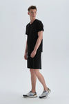 Siyah Pamuk V Yaka T-Shirt