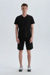 Siyah Pamuk V Yaka T-Shirt