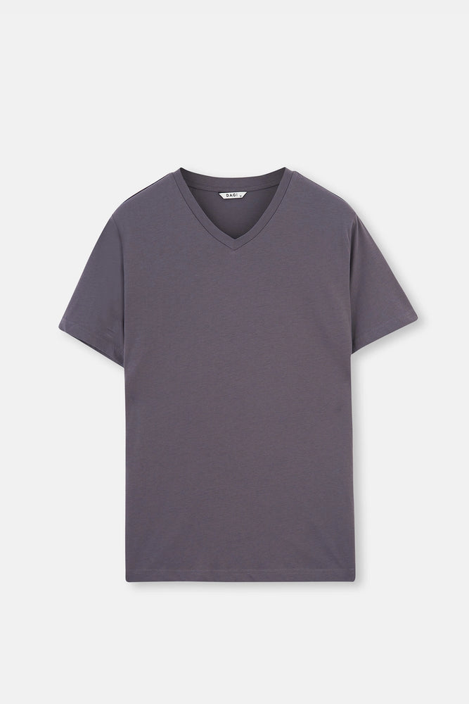 Antrasit Pamuk T-Shirt