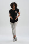 Siyah Pamuklu Hamile T-Shirt