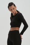 Siyah Dagi Active Uzun Kol Crop T-Shirt