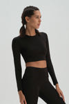 Siyah Dagi Active Uzun Kol Crop T-Shirt