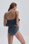 Marin Kaplı Volanlı Marin Bikini Üst