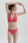 Kırmızı Toparlayıcı Üçgen Geniş Bikini Üst