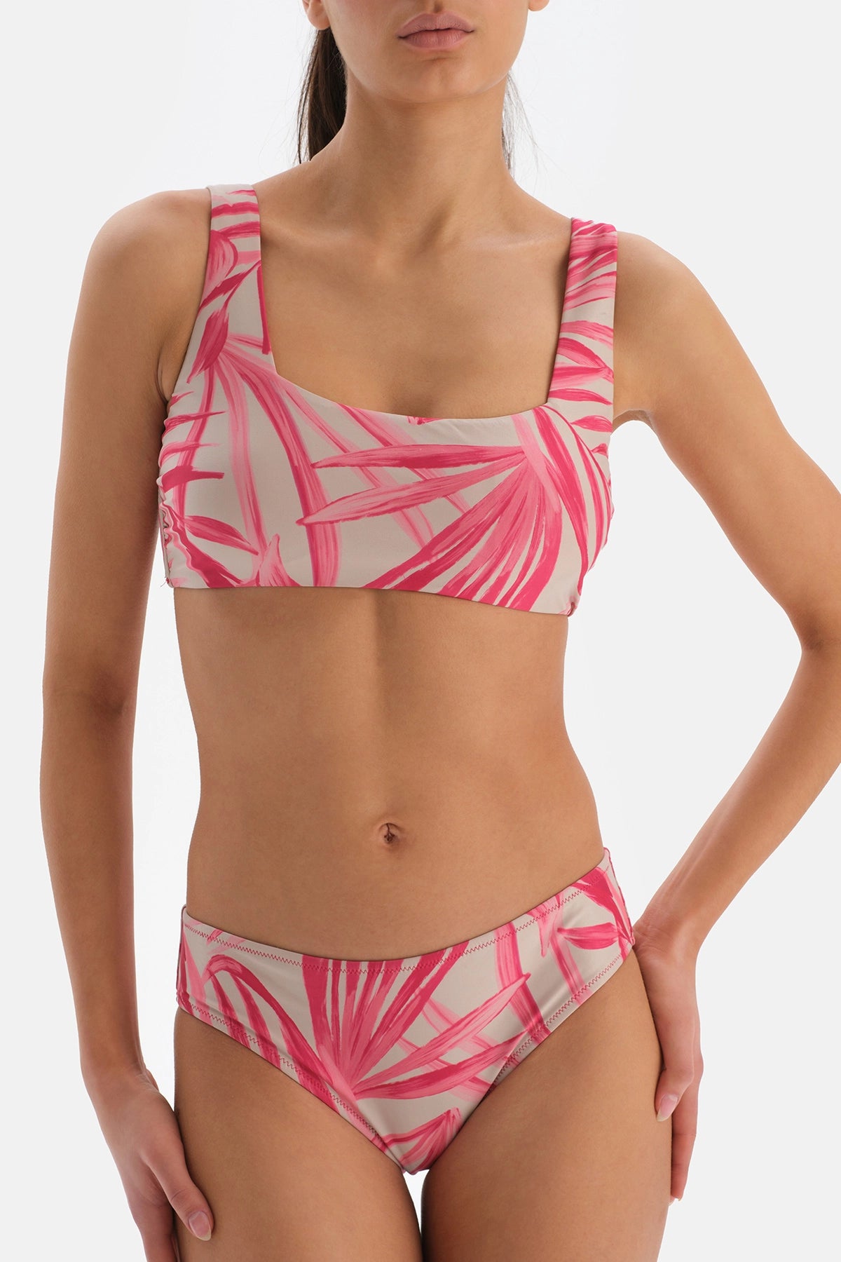 Fuşya - Gri Bralet Bikini Üstü