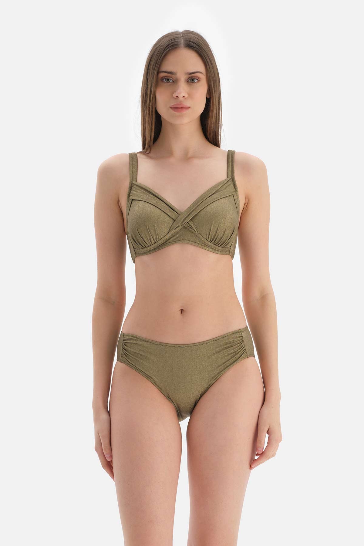 Yeşil Kaplı Toparlayıcı Korseli Bikini Üstü