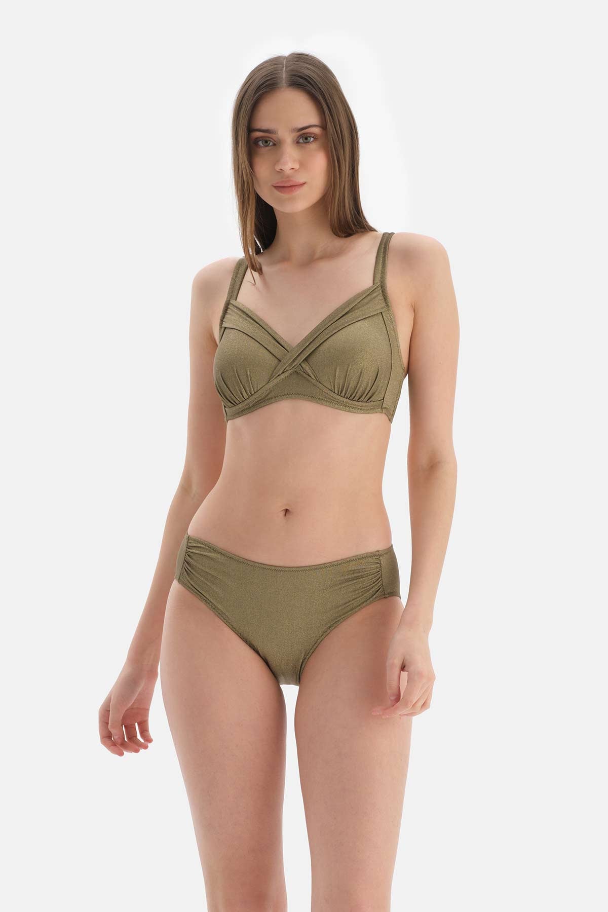 Yeşil Kaplı Toparlayıcı Korseli Bikini Üstü