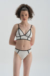 Siyah Beyaz Üçgen Geniş Bikini Üst