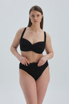 Siyah Kaplı Toparlayıcı Drapeli Bikini Üst