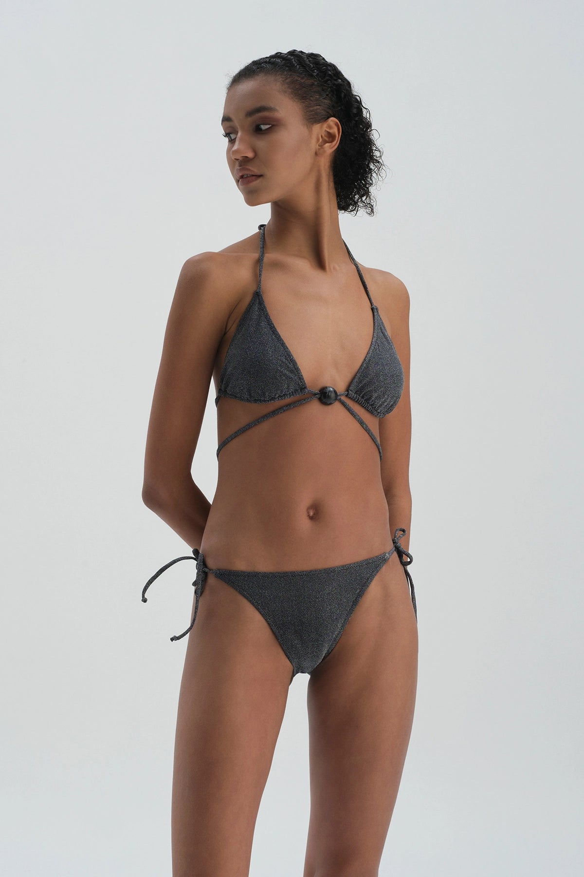 Gümüş Spagetti Bikini Alt