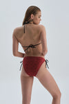 Kırmızı Siyah Spagetti Bikini Alt