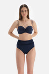 Lacivert Toparlayıcı Yüksek Bel Bikini Alt